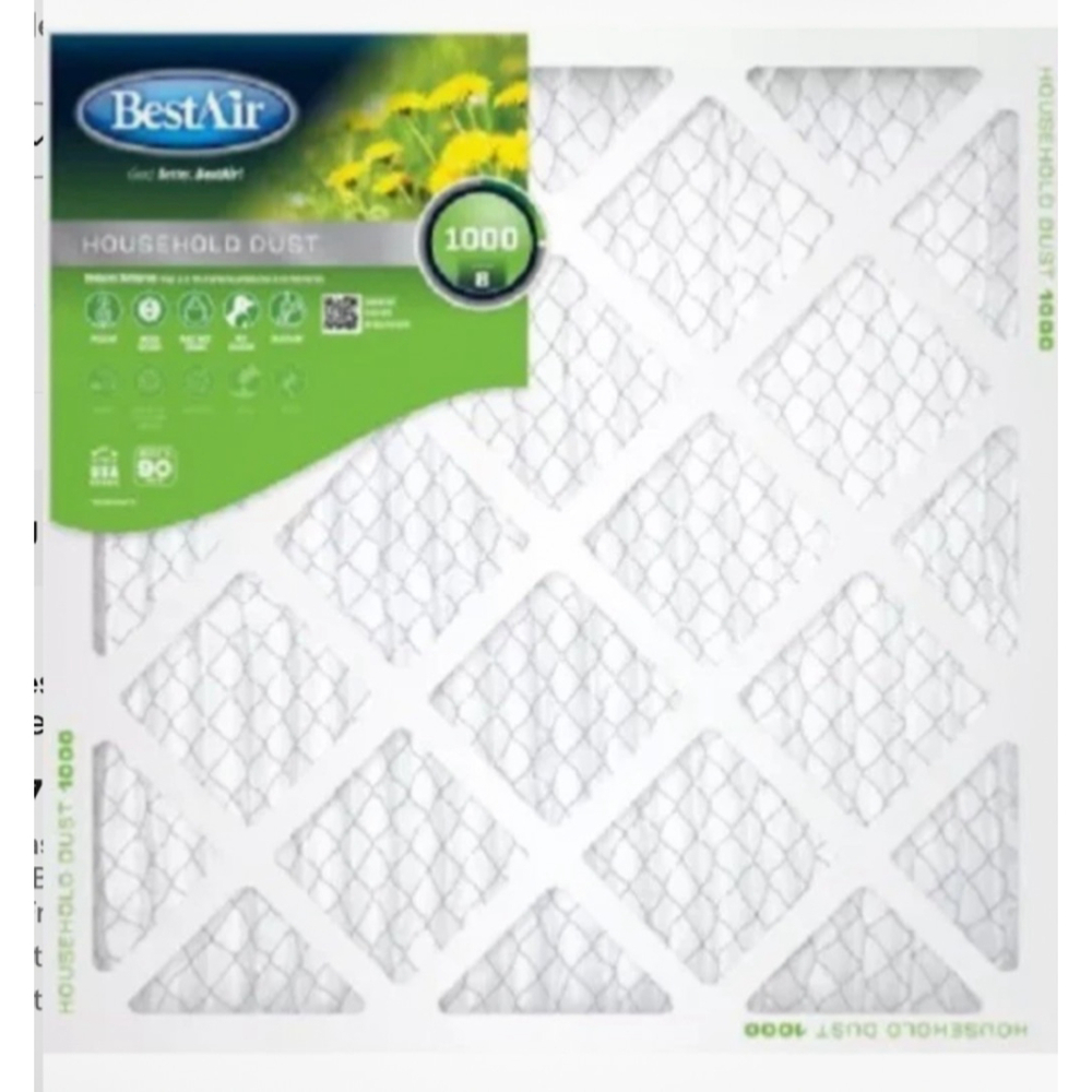 BestAir B1-2025-8-12 20" x 25" x 1" Pleated Furnace Filters - Pack of 12